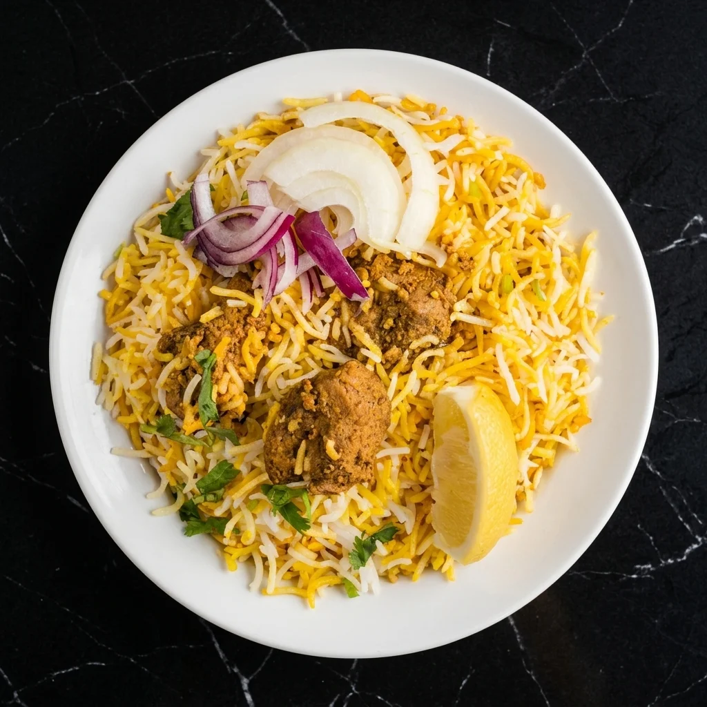 Mutton biryani at Hyderabad Biryani House Indian restaurant Vancouver