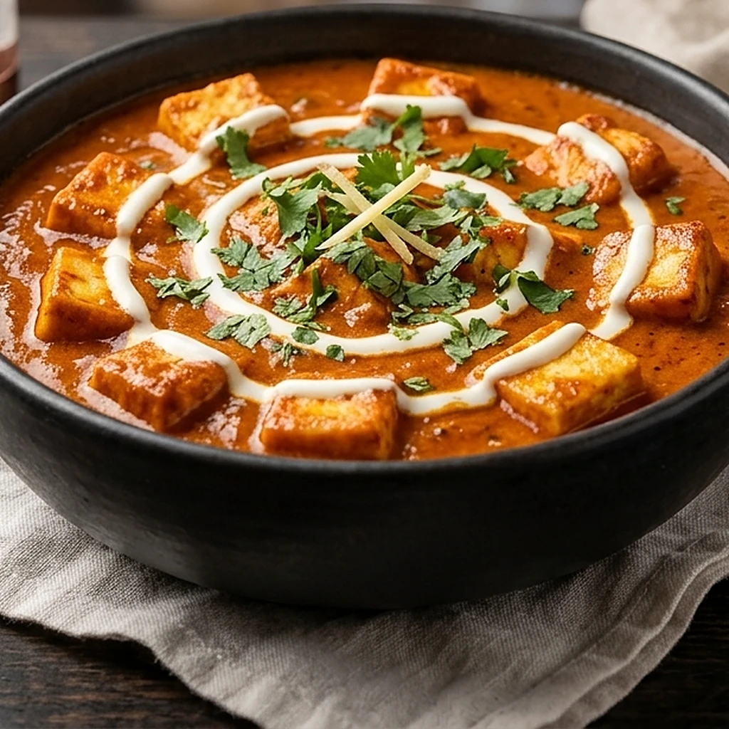 Creamy Paneer Butter Masala with cottage cheese in tomato gravy at Hyderabad Biryani House Vancouver
