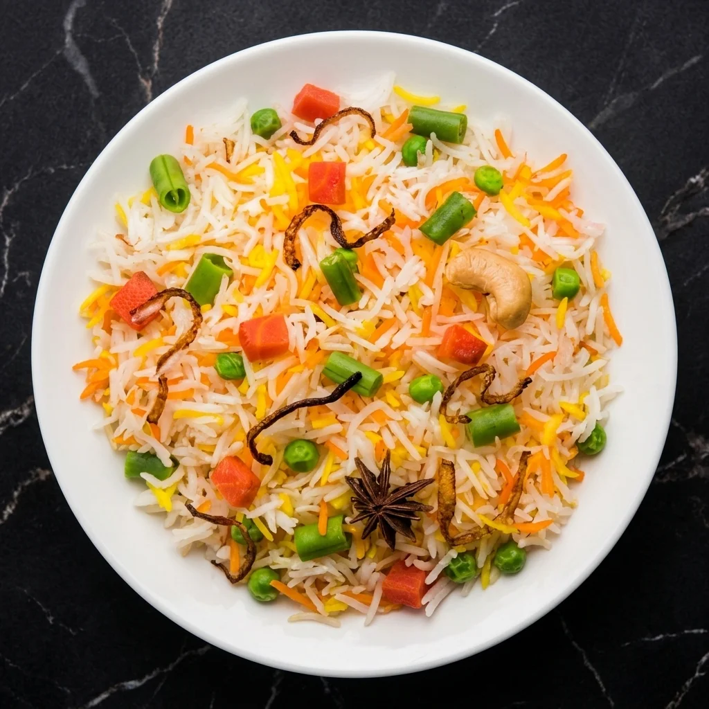 Vegetable biryani at Hyderabad Biryani House Indian restaurant Vancouver